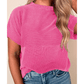 Nathalie Pink Corded Knit Mock Neck T Shirt