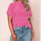 Nathalie Pink Corded Knit Mock Neck T Shirt