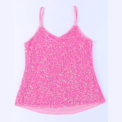 Elaine Hot Pink Sequin Adjustable Strap Tank Top