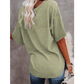 Sherry Green Exposed Seam Half Sleeve Knitted V Neck Textured Top