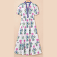 Bethan White Floral Puff Short Sleeve V Neck High Waist Maxi Dress