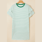 Zoella Green Stripe Ruffled Short Sleeve Crew Neck T Shirt Shift Mini Dress