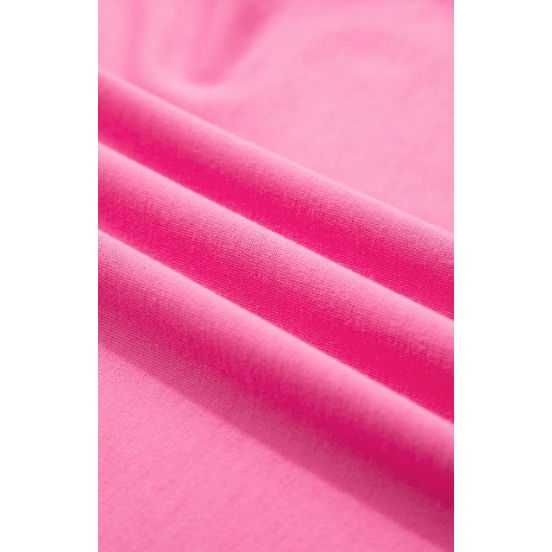 Penni Bonbon Pink V Neck Drop Shoulder Tee and Patchwork Drawstring Shorts Set