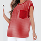 Stassie Red Stripe Chest Pocket Patch Round Neck Tank Top