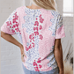 Giorgia Pink Mixed Leopard Print V Neck Short Sleeve Blouse