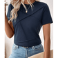 Maren Navy Toothpick Stripe Round Neck T Shirt