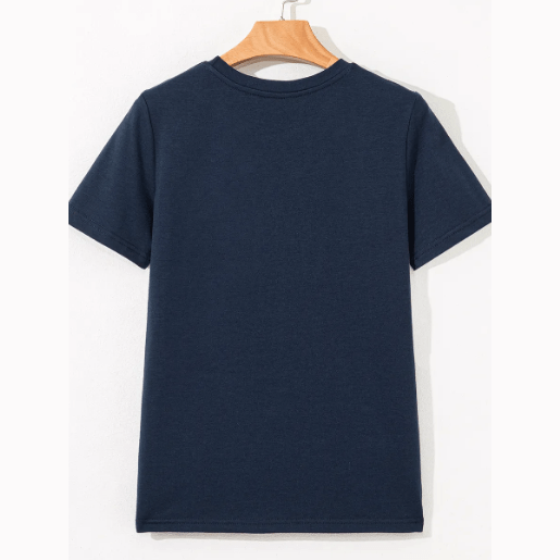 Maren Navy Toothpick Stripe Round Neck T Shirt