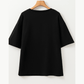 Perla Black Contrast Crochet Floral Graphic Drop Shoulder Loose Tee