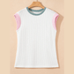 Britley White Color Block Corded Knit Crew Neck Tee