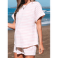 Kitzi Pink Stripe Knitted Short Sleeve Top and Drawstring Shorts Set