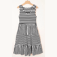 Jezzie Black Stripe U Neck Sleeveless Loose Fit Mini Dress