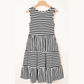 Jezzie Black Stripe U Neck Sleeveless Loose Fit Mini Dress