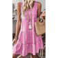 Jezzie Pink Stripe U Neck Sleeveless Loose Fit Mini Dress