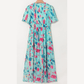 Courtnie Sky Blue Abstract Print Short Puff Sleeve Tiered Maxi Dress