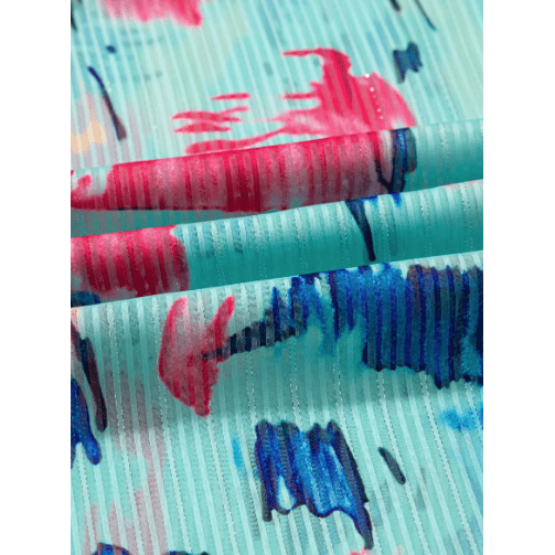 Courtnie Sky Blue Abstract Print Short Puff Sleeve Tiered Maxi Dress