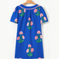 Carlette Blue Floral Short Sleeve Split Neck Loose Mini Dress