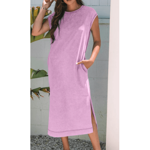 Alexa Wisteria Mineral Wash Pocketed T-shirt Long Dress