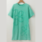 Buffy Mint Green Mineral Wash Flower Patchwork Mini T Shirt Dress