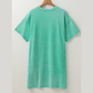 Buffy Mint Green Mineral Wash Flower Patchwork Mini T Shirt Dress