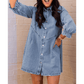 Keesha Sky Blue Buttoned Long Sleeve Denim Mini Dress