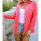 Dalla Pink Buttoned Flap Pocket Corduroy Jacket