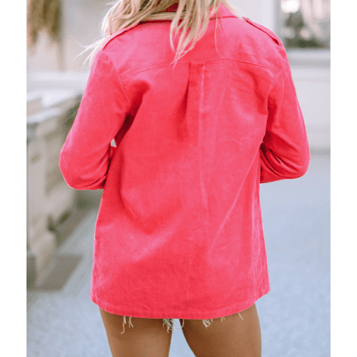 Dalla Pink Buttoned Flap Pocket Corduroy Jacket