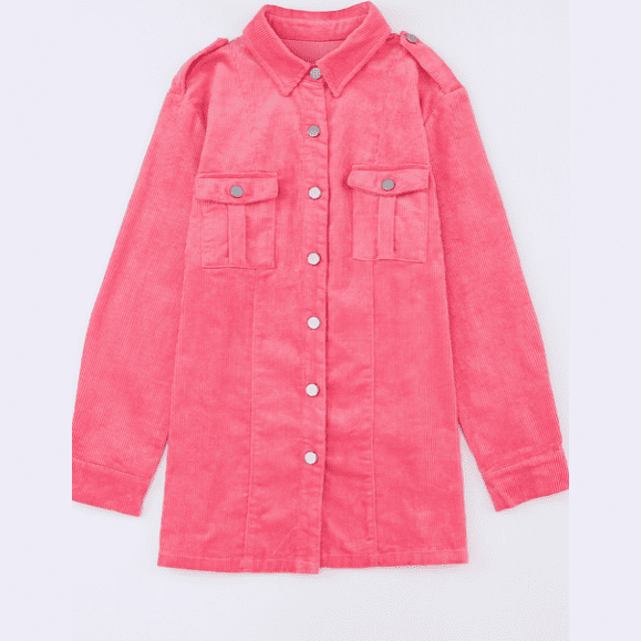 Dalla Pink Buttoned Flap Pocket Corduroy Jacket