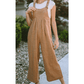 Mallorie Brown Striped Pleated Wide Leg Pocketed Jumpsuit