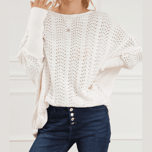 REDUCED!!!  Velma Ribbed Hollow Knit Dolman Sleeve Sweater  REDUCED!!!