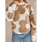 Selena Khaki Big Flower Pattern Drop Shoulder Sweater