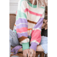 Astrid Multicolor Striped Colorblock Drop Shoulder Sweater