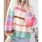 Astrid Multicolor Striped Colorblock Drop Shoulder Sweater