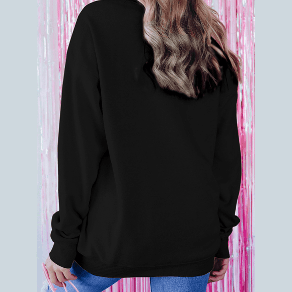 Black Merry Every Thing Glitter Slogan Sweatshirt