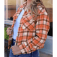 Savannah Orange Plaid Button-Up Flap Pocket Jacket