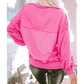 Loela Pink Drop Shoulder Henley Buttons Sweatshirt