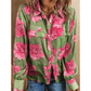 Giorgia Green Floral Print Pleated Detail Puff Sleeve Shirt