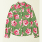 Giorgia Green Floral Print Pleated Detail Puff Sleeve Shirt