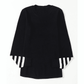 Dakota Black Striped Sleeve Plain Knit Sweater