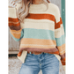 Lydia Crew Neck Drop-shoulder Striped Color Block Sweater