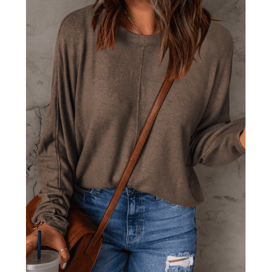 Taylyn Brown Patchwork Long Sleeve Top