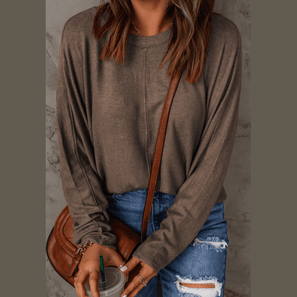 Taylyn Brown Patchwork Long Sleeve Top