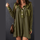 Vernee Green Waffle Knit Buttoned Long Sleeve Top