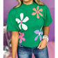 REDUCED!!!!  Patrice Bright Green Floral Bubble Short Sleeve Sweater  REDUCED!!!