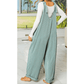 Juliza Moonlight Jade Corded Tie Straps V Neck Wide Leg Jumpsuit