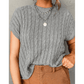 REDUCED!!!  Chelsea Grey Crew Neck Cable Knit Short Sleeve Sweater  REDUCED!!!