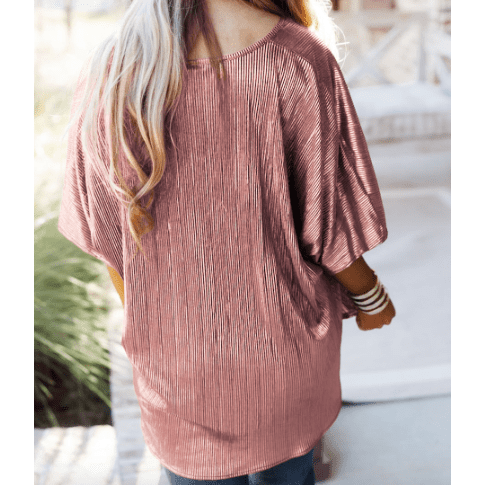 DESTASH Sloane Pink Copper Textured Oversize Foil T-Shirt