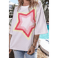 Joan White Colorblock Star Patched Half Sleeve Oversized Tee