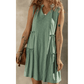 Laura Moonlight Jade Split V Neck Tiered Flowy Sleeveless Dress