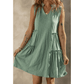 Laura Moonlight Jade Split V Neck Tiered Flowy Sleeveless Dress