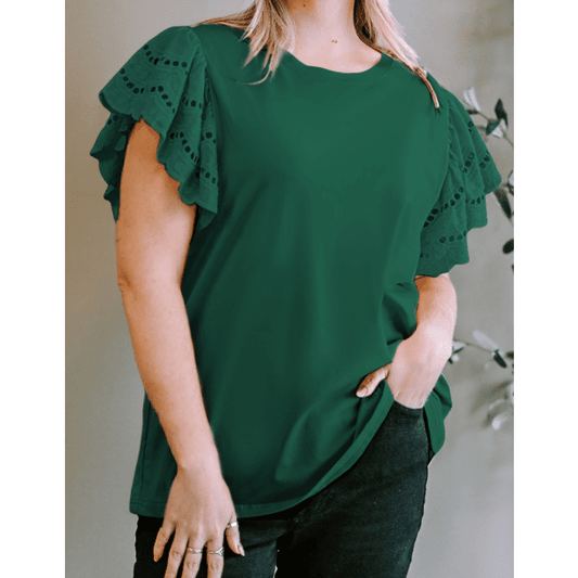 Larissa Green PLUS SIZE Flutter Sleeve Top